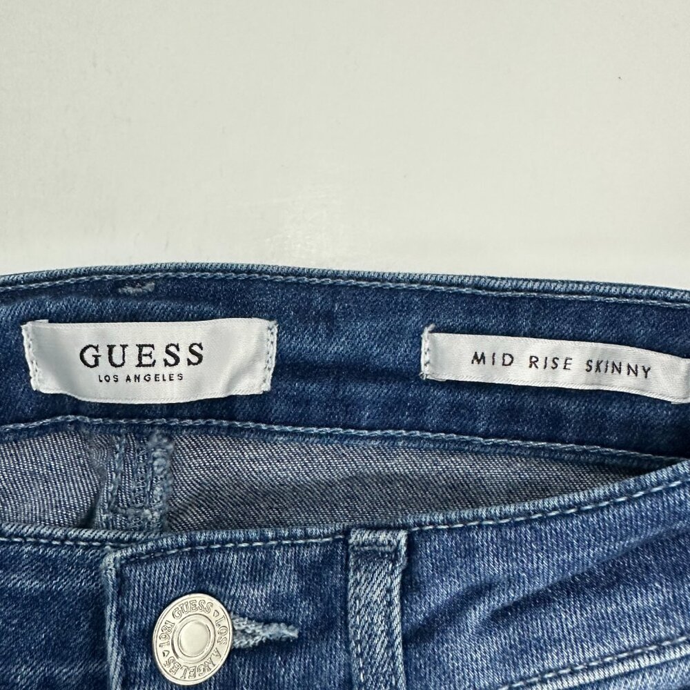 Guess Mid Rise Skinny Women's size 25 Dark Wash Blue Denim Jeans - Picture 3 of 5